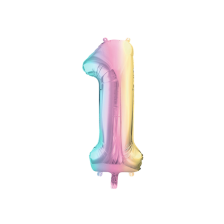 FB1M1000P<br>Large Number 1 Pastel Rainbow